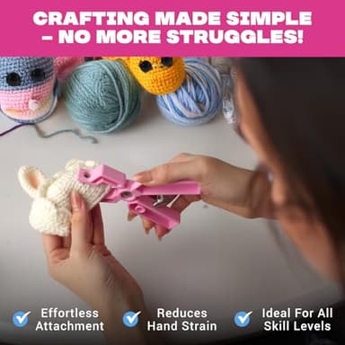 Safety Eye Snapper Tool for Effortlessly Attaching Safety Eyes in Crocheting, Ideal for Amigurumi Crochet & Stuffed Animal Crafts - Fits 5-30mm Eyes, Durable & Ergonomic Making Supplies Tool - Pink - Image 2
