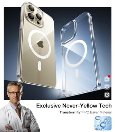 TORRAS Magnetic Slim-Fit for iPhone 15 Pro Max Case Clear 6.7", [True Never Yellow]Ultra-Thin 15 ProMax Phone Case Compatible with MagSafe, Light Anti-Scratch Matte Hard Cover OriginFit, Diamond Clear - Image 5