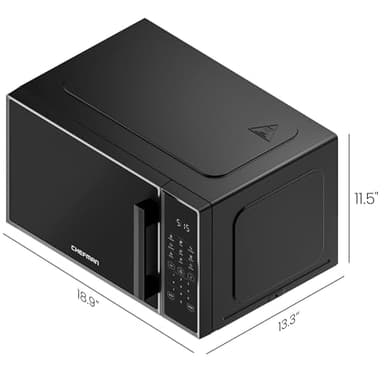 Chefman Countertop Microwave Oven 0.9 Cu. Ft., 900 Watts with 10 Power Levels, 6 Cooking Presets with One-Touch Express Cook, Eco Mode, Child Safety Lock, & Mute Button - Black - Image 7