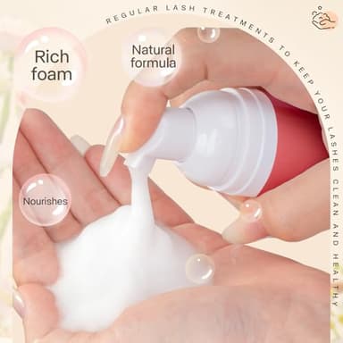 TOEDO Professional Lash Shampoo Kit for Eyelash Extensions - 60ML Foaming Cleanser with USB Mini Fan, Disposable Brushes & Nose Brush - Gentle Eyelash Bath Set for Salon & Home Use - Image 3