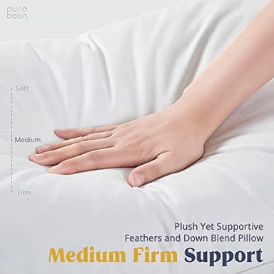 puredown® Goose Feathers and Down White Pillows with 100% Soft Cotton Cover, Bed Sleeping Hotel Collection Pillows Set of 2 King Size - Image 4