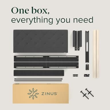 ZINUS King Shalini Upholstered Platform Bed Frame with Headboard [New WonderBox(TM) Version], Wooden Slat Support, No Box Spring Needed, Easy Assembly, Eco Friendly Packaging, Dark Grey - Image 8