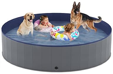 Niubya Foldable Dog Swimming Pool, Collapsible Hard Plastic, Portable Bath Tub for Pets Dogs and Cats, Pet Wading Pool for Indoor and Outdoor, 72 x 12 Inches - Image 1