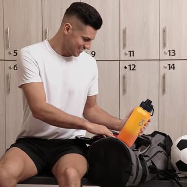 Trebo 40oz Water Bottle with 3 Lid and handle, Vacuum Insulated Stainless Steel Metal Outdoor Leakproof BPA-Free Flask, Keep Cold 48 Hours Water Jug, Best Gift for Men Women Holiday, Orange - Image 7