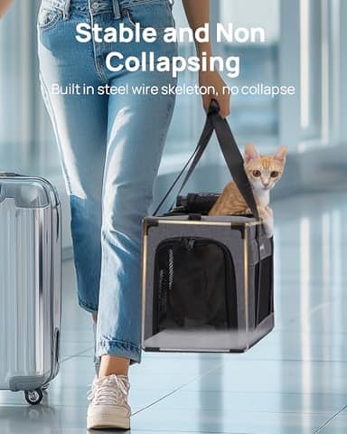 Airline Approved Cat Carrier, Pet Carrier Soft-Sided, Portable Dog Carrier with Stable Structure, TSA Approved Pet Carrier for Pets Less Than 12lbs, Cat Carrier Bag Suitable for Travel, Gray - Image 2
