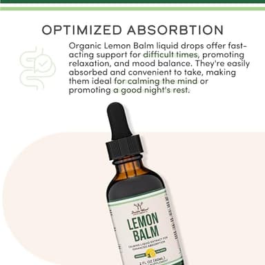 Double Wood Supplements Organic Lemon Balm Tincture - for Digestion & Relaxation 590mg - 2FL OZ, 120 Servings (Better Absorbed Than Capsules, Great for Lemon Balm Tea) - Image 4