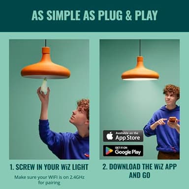 WiZ 100W Eq. (14.5W) A21 Soft White LED Smart Bulb - Pack of 1 - E26- Indoor - Connects to Your Existing Wi-Fi - Control with Voice or App + Activate with Motion - Matter Compatible - Image 4