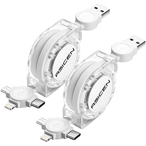 3 in 1 Retractable Multi Charging Cable, 2Pack Multi Fast Charging Cord Retractable Charger Data Sync Cable with iPhone/Type-C/Micro USB Ports for Cell Phones, iPhone Series, Galaxy Series,PS,Tablets - Image 1