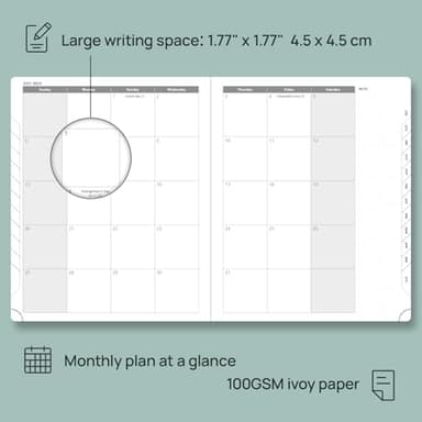 POPRUN Planner 2025-2026 (Large - 8.5'' x 10.5'') Academic Weekly Calendar (July 2025 - June 2026) with Hourly Time Slots, Monthly Tabs, 100GSM Thick Papers, Leather Soft Cover - Purple - Image 4