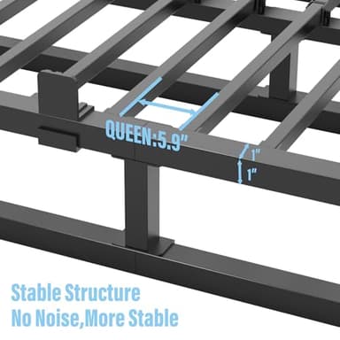 Bilily 10 Inch Queen Bed Frame with Steel Slat Support, Low Profile Queen Metal Platform Bed Frame Support Mattress Foundation, No Box Spring Needed/Easy Assembly/Noise Free - Image 5