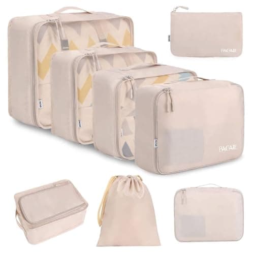 BAGAIL 8 Set Packing Cubes Luggage Packing Organizers for Travel Accessories-Cream - Image 1