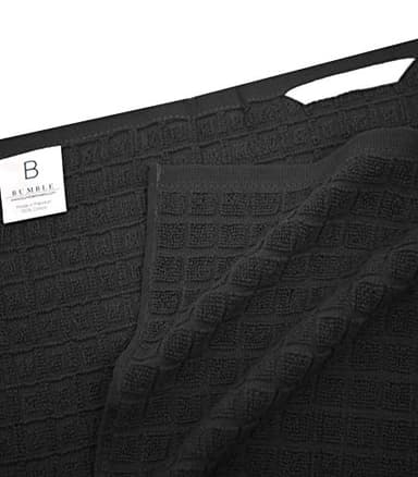 Premium Kitchen Towels (20”x 28”, 6 Pack) | Large Cotton Hand Towels | Flat & Terry Dish Towels | Highly Absorbent Tea Towels Set with Hanging Loop | Black Check - Image 4