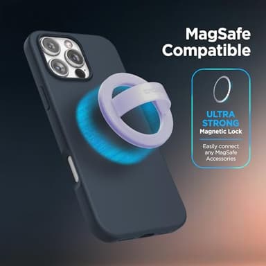 Encased Magnetic Phone Grip Holder (Compatible with MagSafe) Thin Silicone Finger Loop Ring for iPhone (Periwinkle) - Image 3