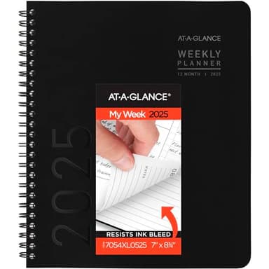 AT-A-GLANCE 2025 Planner, Weekly & Monthly, 7" x 8-3/4", Medium, Contemporary Lite, Black (7054XL0525) - Image 1