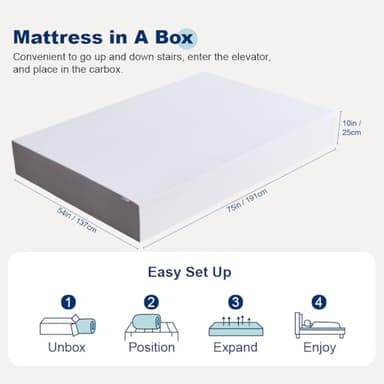 Amazon Basics Memory Foam Mattress, Soft Plush Feel, 10 Inch, Full, White/Grey - Image 2