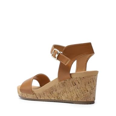 DREAM PAIRS Women's Open Toe Buckle Ankle Strap Platform Wedge Sandals Women 2025,Size 9,Camel/Pu,NINI-8 - Image 3