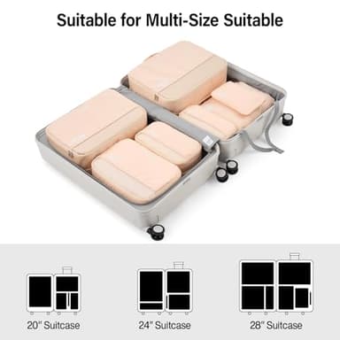 Compression Packing Cubes, Expandable Luggage Organizer Bags, Hanke Packing Cubes for Travel, Double Zipper Durable Travel Packing Organizers for Suitcase Backpack and Carry-On (7 Pack,Off White) - Image 8