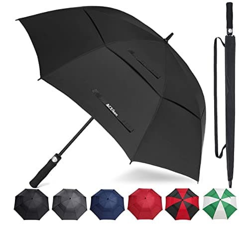 ACEIken Golf Umbrella Windproof Large 62 Inch, Double Canopy Vented, Automatic Open, Extra Large Oversized,Sun Protection Ultra Rain & Wind Resistant Stick Umbrellas (Black) - Image 1