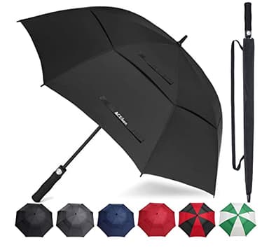 ACEIken Golf Umbrella Windproof Large 62 Inch, Double Canopy Vented, Automatic Open, Extra Large Oversized,Sun Protection Ultra Rain & Wind Resistant Stick Umbrellas (Black) - Image 1