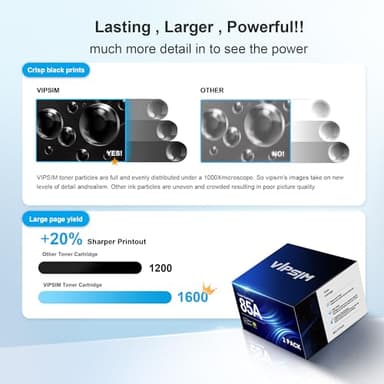 VIPSIM 85A CE285A Toner Cartridge - Compatible Replacement for HP 85A Black Toner Cartridge for Laserjet P1102W P1102 P1109W M1217nfw M1212 M1212nf M1217 Printer (Black, 2-Pack) - Image 5