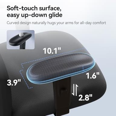 SIHOO M18 Ergonomic Office Chair for Big and Tall People Adjustable Headrest with 2D Armrest Lumbar Support and PU Wheels Swivel Tilt Function Black - Image 8