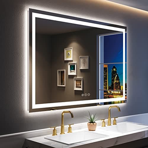 YEELAIT 60x40 Inch LED Bathroom Mirror with Lights Front and Backlit Lighted Vanity Mirror for Bathroom Wall with 3 Colors Dimmable Anti-Fog Memory Shatter-Proof IP54 Waterproof Horizontal/Vertical - Image 1