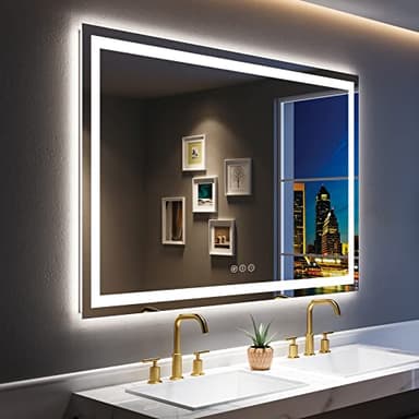 YEELAIT 60x40 Inch LED Bathroom Mirror with Lights Front and Backlit Lighted Vanity Mirror for Bathroom Wall with 3 Colors Dimmable Anti-Fog Memory Shatter-Proof IP54 Waterproof Horizontal/Vertical - Image 1