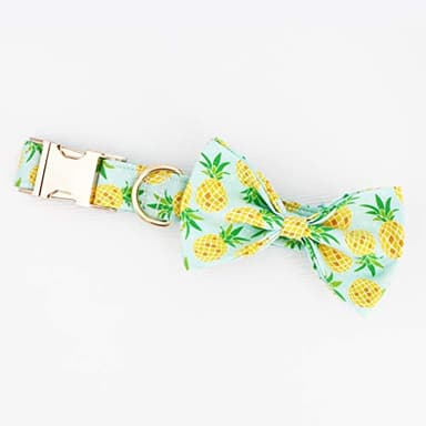Pineapple Dog Collar with Bow, Dog Bow Collar,Wedding Dog Collar (XS) - Image 3