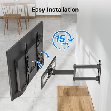 BONTEC Full Motion TV Wall Mount for 26-60 Inch LED LCD OLED Flat & Curved TVs, Swivel & Tilt Adjustable with Max VESA 400x400mm, Corner Wall Mount Bracket Holds Up to 77lbs, Easy Installation - Image 8