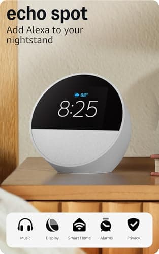 Amazon Echo Spot (newest model), Great for nightstands, offices and kitchens, Smart alarm clock with Alexa, Glacier White - Image 7