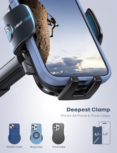 Lamicall Car Phone Holder - [Strongest Military-Grade Suction Cup] 360° Rotation Phone Holders for Your Car Quick Release Adjustable Car Phone Mount Dashboard for iPhone 17 16 Galaxy Smartphone Truck - Image 2