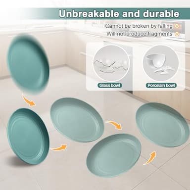 HEYCOME 12 Pcs Unbreakable Deep Dinner Plates Set, 10 inch Reusable Plastic Wheat Straw Plates, Microwave and Dishwasher Safe Plate for Kitchen, Lightweight Plate for Dessert, BPA Free, 6 Colors - Image 5