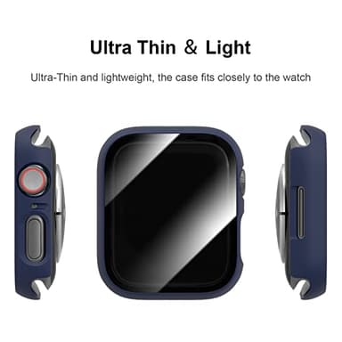 JERXUN 6 Pack Case with Tempered Glass Screen Protector for Apple Watch Series 9/8/7 41mm, Ultra-Thin Scratch Resistant Full Protective Hard PC Bumper Cover for iWatch 41mm Accessories - Image 4