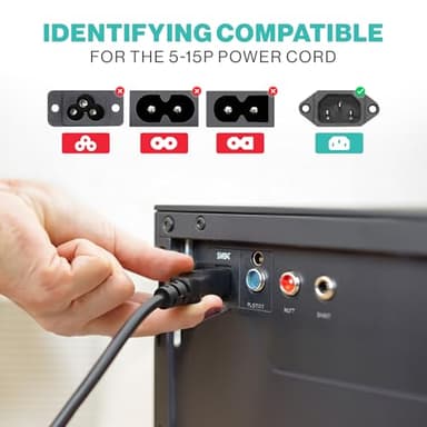 3 Prong AC Power Cord 10ft Long Standard | 125V-250V | for Computer, Monitor, TV, Printer, Power Supply PSU Electric Cable Replacement Power Cord - Image 3