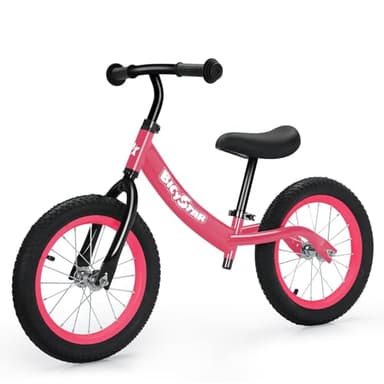 14 Inch Balance Bike for Kids 3-6 Year Old, Bike with No Pedals, Air Rubber Tires, Adjustable Height, Foot Rest, Pedalless Bicycle Boys, Girls (Pink) - Image 1