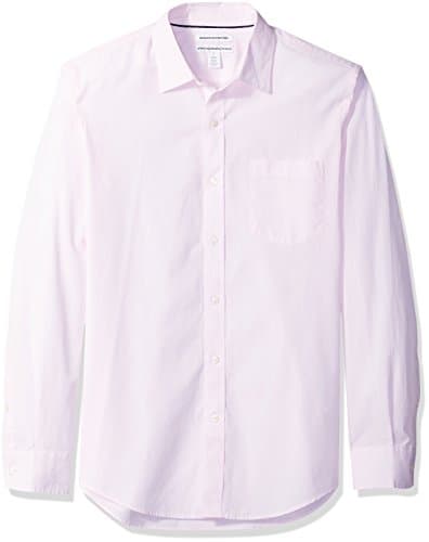Amazon Essentials Men's Slim-Fit Long-Sleeve Poplin Shirt, Pink, X-Large - Image 1