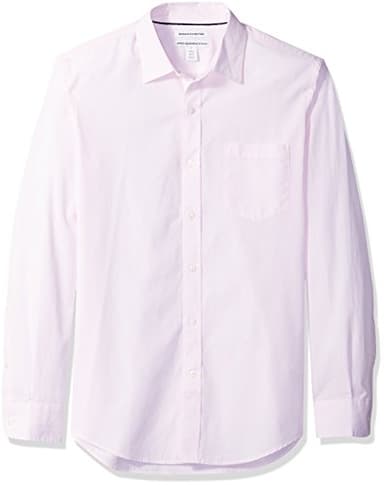 Amazon Essentials Men's Slim-Fit Long-Sleeve Poplin Shirt, Pink, X-Large - Image 1