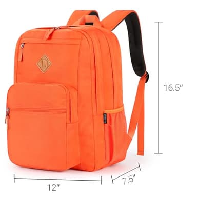ZORFIN 26L Backpack for School, College, and Travel: Water Resistant Bookbag with 8 Compartments - Tangerine - Image 3