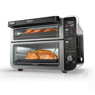 Ninja DCT451 12-in-1 Smart Double Oven with FlexDoor, Thermometer, FlavorSeal, Smart Finish, Rapid Top Convection and Air Fry Bottom , Stainless Steel - Image 1