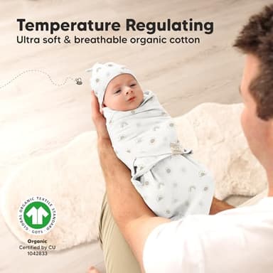 KeaBabies 3-Pack Swaddles for Newborns, Girls, Boys with Hats - Organic Soft Baby Sleep Sacks, Breathable Baby Swaddle 3-6 Months Beanies Set, Premie Infant Sleep Sack 0-3 Months (Shifts) - Image 4