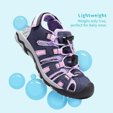 DREAM PAIRS Boys Girls Summer Outdoor Athletic Sport Sandals Walking Hiking Hook and Loop Adjustable Multicolor for Toddler/Little/Big Kids,Size 2 Little Kid,Purple/Light/Grey,160912-K - Image 4