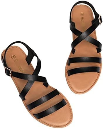 Women's Ankle Strap Flat Sandals Open Toe Breathable Summer Fisherman Sandals Adjustable Buckle Crossed Strappy Two Band Comfy Casual Gladiator Sandal - Image 6