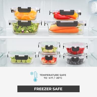 Freshware Glass Storage Containers with Lids, 24 Pieces, 12 Containers with 12 Lids, Glass Meal Prep Containers, Leak Proof, Freezer Safe - Image 5
