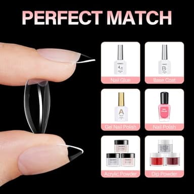 AILLSA Short Almond Nail Tips, 15 Sizes 240PCS Preshaped Soft Clear Gel Nails Tips Full Cover False Nails Tip Short Almond Shaped Tips - Image 7