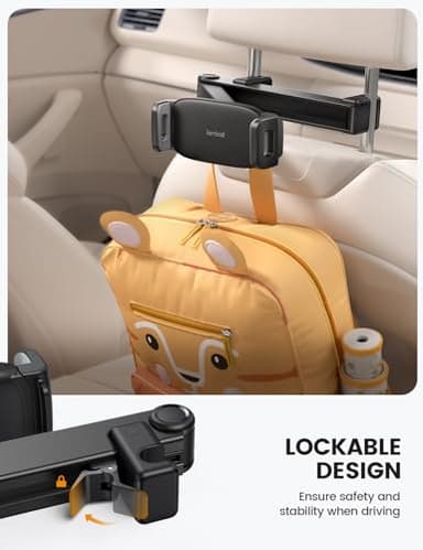 Lamicall Car Headrest Tablet Holder - [Lockable] [3 in 1 Extension Arm] Upgrade Tablet Mount for Car Backseat, Road Trip Essentials for Kids, for iPad Pro, Air, Mini, Galaxy, Fire HD, 4.7-13" Tablets - Image 2