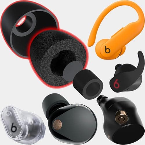 AirFoams Pro Universal Memory Foam Ear Tips with Silicone Shield Patented for Sony WF-1000XM5, WF-1000XM4, Powerbeats Pro 2, Beat Fit Pro, Beats Studio Buds Plus, Beats Flex. Replacement. (SML) - Image 1