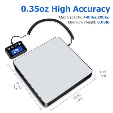 KUAIVO Shipping Scale, 440 lbs/0.35oz High Accurate Digital Postal Scale with Hold/Tare Function, Shipping Scale for Small Business, Packages, Luggage, Home Use, Battery & Charging Cable Include - Image 2