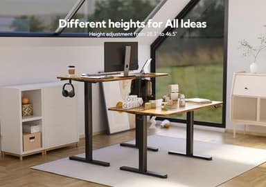 Claiks Electric Standing Desk, Adjustable Height Stand up Desk, 40x24 Inches Sit Stand Home Office Desk with Splice Board, Black Frame/Rustic Brown Top - Image 4