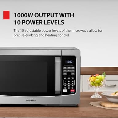TOSHIBA EM131A5C-SS Countertop Microwave Ovens 1.2 Cu Ft with 12.4" Removable Turntable Smart Humidity Sensor, 12 Auto Menus Mute Function ECO Mode Easy Clean Interior, 1000W, Silver - Image 6