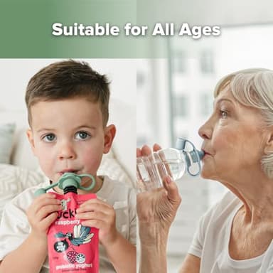 haakaa Multi-Functional Silicone Spout,Pouch Topper No Spill,Water Bottle Topper for Toddlers,100% Food Grade Silicone,2 Pack - Image 7